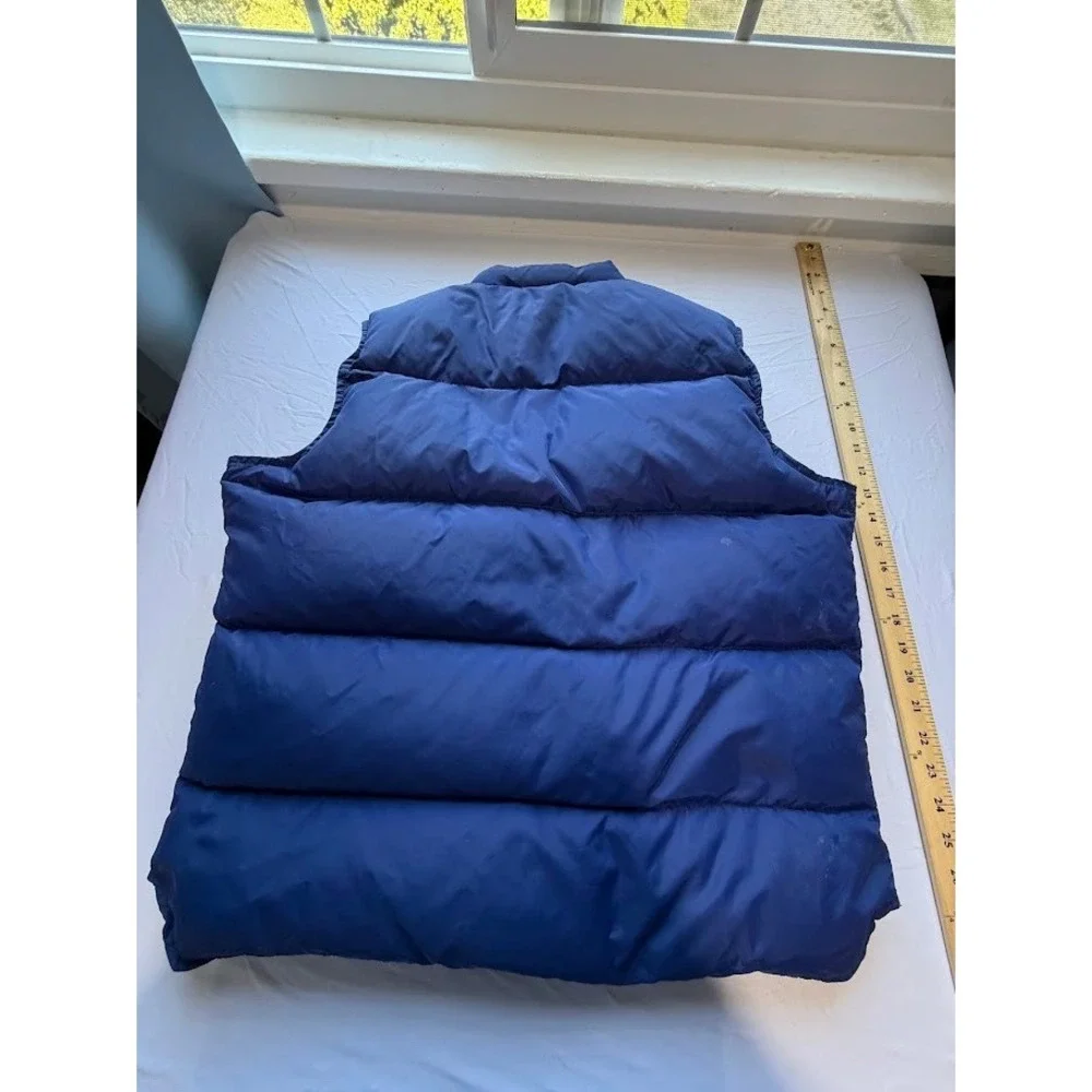 Vintage LL Bean Puffer Vest Men's Blue Down Filled Quilted Snap Front
